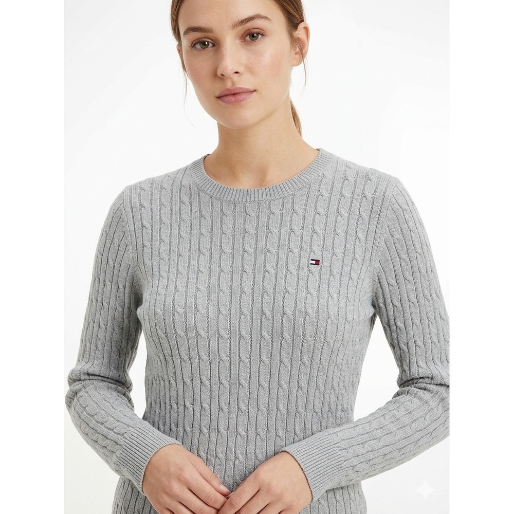 Tommy Hilfiger Coastal Classic Nautical Cable Knit Metallic Sweater Crew Neck M‎